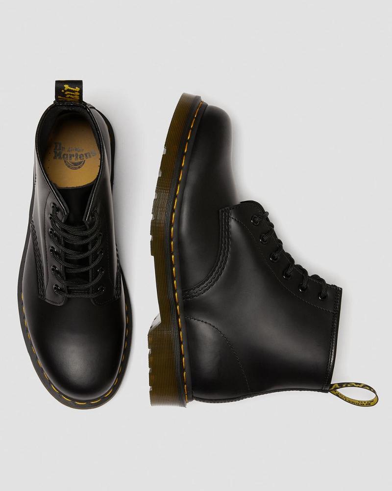 Dr Martens 101 Yellow Stitch Smooth Leren Enkellaars Heren Zwart | NL 386JPQ